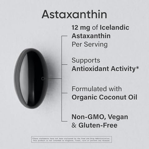 Sports Research Triple Strength Vegan Astaxanthin Supplement From Algae - Plant Based Softgels For Antioxidant Activity Skin & Eye Health - Non-Gmo Verified Made With Coconut Oil - 12Mg 60 Count