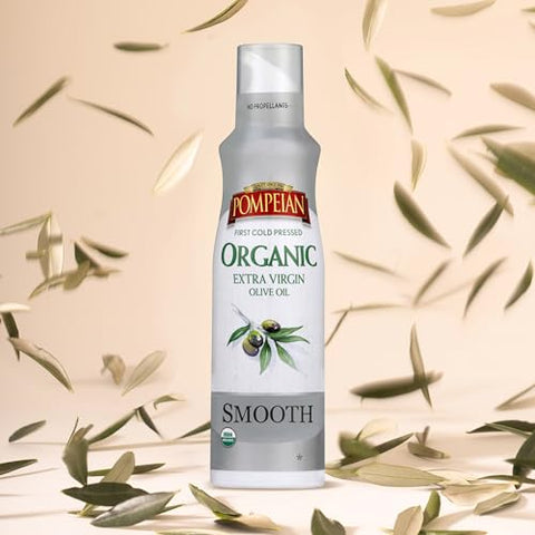 Pompeian USDA Certified Organic Smooth Extra Virgin Olive Oil Non-Stick Cooking Spray, No Propellants, 5 Fl Oz, Pack of 6