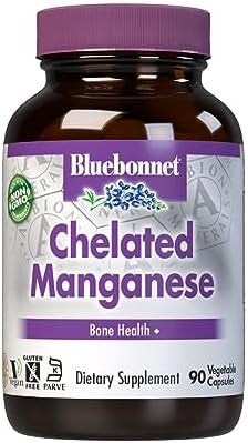 Bluebonnet Nutrition Albion Chelated Manganese Amino Acid Chelate Soy Dairy & Gluten Nongmo Kosher Vegan 90 Count