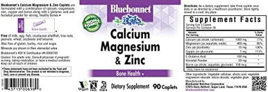 Bluebonnet Calcium Magnesium Zinc Caplets 180 Count