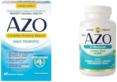 Azo Complete Feminine Balance Daily Probiotics For Women & D Mannose Urinary Tract Health Cleanse Flush & Protect The Urinary Tract