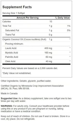 Swanson EFAs Coconut Oil Made with Certified Organic Coconut Oil (1000mg, 60 Softgels)