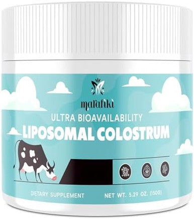 Marafiki Liposomal Bovine Colostrum Supplement - Grass Fed Colostrum Powder - High Bioavailability Easy to Mix (60 Servings)