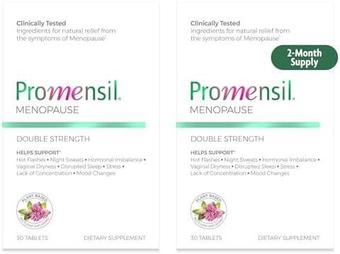Promensil Menopause Double Strength Menopause Supplements For Women Red Clover Isoflavones Helps Support Hot Flashes Night Sweats Restlessness 30 Count