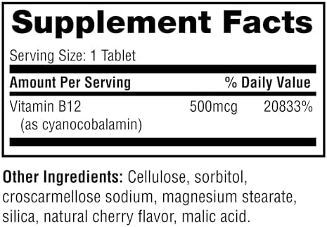 Twinlab B-12 Dots - Energy Production Support Supplements With Vitamin B12-500 Mcg 250 Tablets (2 Pack)