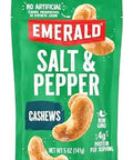 Emerald Nuts Salt and Pepper Seasoned Cashews (1Pack) 5 Oz Resealable Bag Kosher Certified NonGMO Contains No Artificial Preservatives Flavors or Synthetic Colors