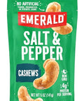Emerald Nuts Salt and Pepper Seasoned Cashews (1Pack) 5 Oz Resealable Bag Kosher Certified NonGMO Contains No Artificial Preservatives Flavors or Synthetic Colors