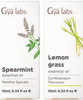 Gya Labs Spearmint Essential Oil For Diffuser & Lemongrass Essential Oil For Diffuser Set - Aromatherapy Grade Essential Oils Set - 2X0.34 Fl Oz - Gya Labs