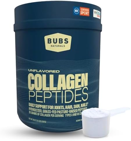 Bubs Naturals Unflavored Collagen Peptides Powder Best Proteins For Joints & Skin Pasture Raised Grass Fed Paleo And Keto Friendly Whole30 Approved Nongmo Dairy & Gluten 10Oz 14 Servings