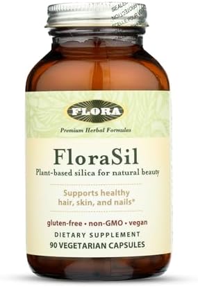 Flora Florasil 180 Veg Capsules Silica Supplement With Horsetail Extract For Healthy Hair Skin And Nails Supports Collagen Formation