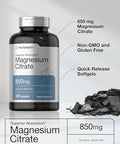 Horbaach Magnesium Citrate 850mg 120 Softgels Superior Absorption NonGMO and Gluten Free Formula