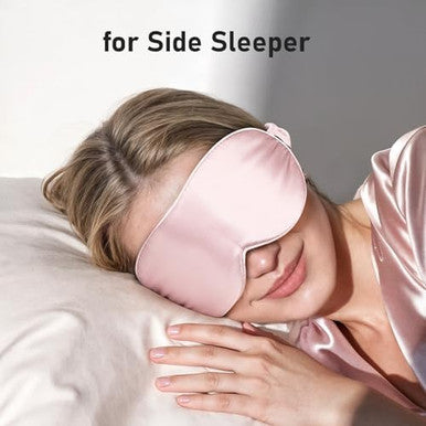 Litbear 100% 22 Momme Mulberry Silk Sleep Mask - 3D Contoured Eye Mask For Men Women Soft Breathable Sleeping Mask With Adjustable Strap Perfect Blocks Light For Sleeping (Pale Pink)