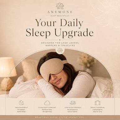 Anemone Contour Sleeping Mask For Women Softer Than Silk Eye Masks For Sleep Complete Blackout Zero Eye Pressure Fit Lightweight Eye Care Travel Essentials Included