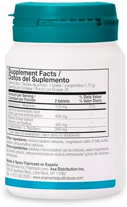 Ana Maria Lajusticia Tryptophan with GABA and Passion Flower and Magnesium Kosher Halal Vegan Gluten Supports Nervous System