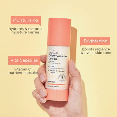 Hanskin Vitamin C Glow Capsule Face Moisturizer Boost Radiance And Even Skin Tone With Vitamin B And Niacinamide Brightening Korean Skin Care 2.7 Fl Oz.