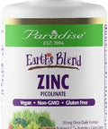 Paradise Herbs Zinc Supplements With Picolinate And Natures C, For Immune Support, Super Potent, Ultra Pure, Gluten Free, Non-Gmo, Vegan, 30 Mg, 90 Capsules