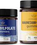 Herbamama L-Methylfolate And Magnesium Kit - Bundle Of 15 Mg L-Methylfolate & 400 Mg Magnesium Citrate Gummies - Vegan Non-Gmo Gelatin- - 2 Pack