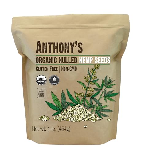 Organic Hulled Hemp Seeds, 1lb, Hemp Hearts, Gluten Free, Non-GMO, Vegan