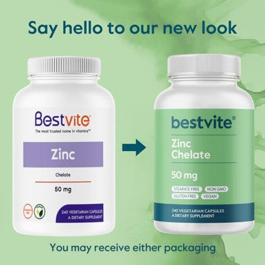 Bestvite Zinc Chelate 50Mg (240 Vegetarian Capsules) - No Stearates - No Dicalcium Phosphate - Vegan - Non Gmo - Gluten Free