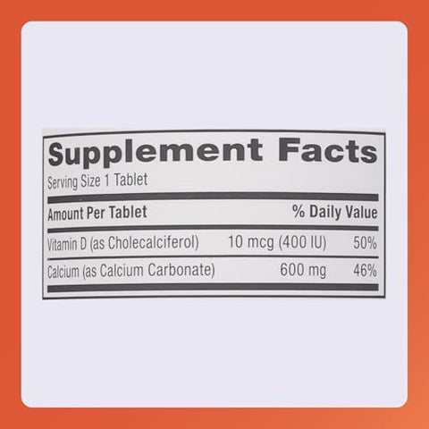 Rugby 600 mg Calcium Tablets Made with 10 mcg (400 IU) of Vitamin D3 Dietary Supplement 150 Tablets