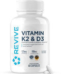 Revive Md Vitamin D3 & K2 Supplement For Women & Men - Physician Formulated K2 & D3 Vitamin Supplement Supports Bone Health & Muscle Strength - Immune & Cardiovascular Support (60 Servings)