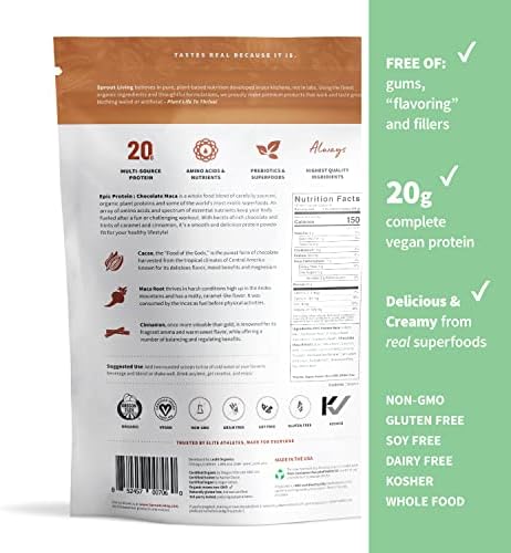 Sprout Living Epic Protein Bundle Chocolate Maca & Complete Coffee (20G Organic Plantbased Protein Powder Vegan Gluten Superfoods) 1Lb 12 Servings