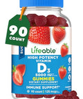 Lifeable Sugar Free Vitamin D 5000 IU Great Tasting Natural Flavor Gummy Supplement Gluten Free Vegetarian GMOFree Chewable for Immune Support and Bone Health for Adults 90 Gummies