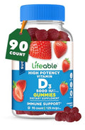 Lifeable Sugar Free Vitamin D 5000 IU Great Tasting Natural Flavor Gummy Supplement Gluten Free Vegetarian GMOFree Chewable for Immune Support and Bone Health for Adults 90 Gummies