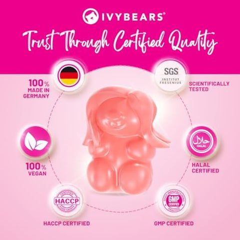 IvyBears Women's Strength and Beauty Bundle Hair Vitamin and Protein Boost Gummies Biotin Collagen Keratin + 25g Protein BCAAs and Creatine Hair Growth and Fitness Recovery Vegan 60 and 70 ct