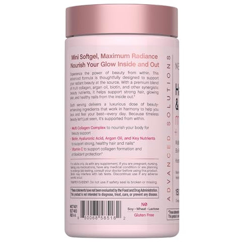 Neocell Hair Skin And Nails Vitamins With Collagen 150 Softgels Advanced Bio-Peptides With Keratin & Hyaluronic Acid Beauty Complex Supplement