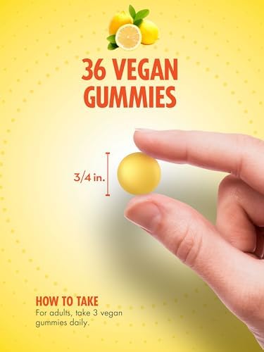 Sundance Vitamin C Gummies with Zinc for Adults 36 Count Lemon Flavor Vegan NonGMO and Gluten Free Supplement