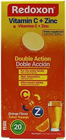 Redoxon Vitamin C + Zinc Effervescent Tablets of Vitamin C and Zinc Helps Support Your Immune System Orange Flavor 20 Effervescent Tablets 2.82 Oz Box