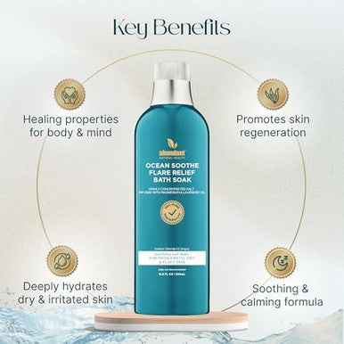 Abundant Natural Health Ocean Soothe Flare Relief Bath Soak with Highly Concentrated Pure Magnesium Salts and Lavender Oil to Help Relieve Problematic and Dry Skin, Safe for Sensitive Skin, 500mL