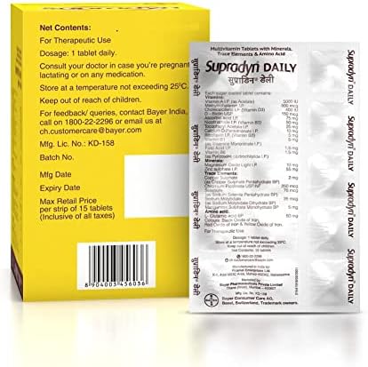 SupradynS Daily Multivitamin Tablets for Men and Women with Essential Zinc 12 Vitamins 5 Trace Elements for Daily Immunity and Energy 150 Tablets