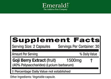Emerald Labs Goji Berry - Immune Response & Liver Health Support With Antioxidants - Vegan, Gluten- - 60 Vegetable Capsules (30-Day Supply)