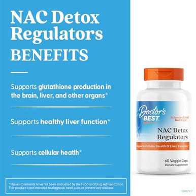 Doctors Best Nac Detox Regulators Supports Cellular Health & Liver Function Nongmo Gluten Soy Vegetarian 60 Veggie Caps