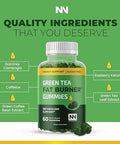 Nobi Nutrition Green Tea Fat Burner Gummies For Weight Loss Metabolism Boost & Appetite Suppressant With Green Coffee Bean And Garcinia Cambogia Weight Loss Supplements To Burn Belly Fat For Women & Men 60 Ct