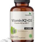 Futurebiotics Vitamin K2 With D3 2 In 1 Support 5000 Iu Vitamin D3 & 90 Mcg Vitamin K2 Mk7 Nongmo 120 Tablets