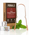 Primals Copper Tongue Scraper - Fresher Breath & Improved Oral Health - Natural Ayurvedic Cleaner For Daily Detox - Rust-Resistant Eco-Friendly With Travel Cloth Pouch Included (1 Count)