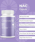 Celebrate Vitamins Nac (N-Acetyl Cysteine) Supplement, 600Mg Per Capsule, Gluten , Non-Gmo, 90 Capsules