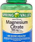 Spring Valley Magnesium Citrate 100 mg RapidRelease 100 Capsules