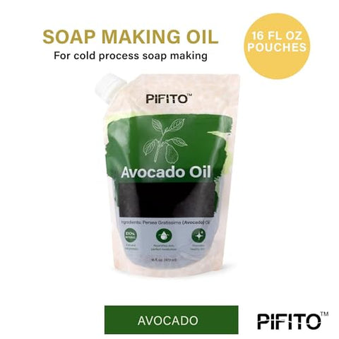 Pifito Avocado Oil (16 oz) for Soap Making Ã¢â€â€š Premium 100% Pure and Natural Carrier Oil for Essential Oils, Skin Care, Hair and Body Oil, Moisturizing Massage Oil for Aromatherapy