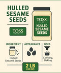 TOSS Hulled White Sesame Seeds, 2 LB Bulk Resealable Jar ÃƒÂ¢Ã¢â€šÂ¬Ã¢â‚¬Å“ Premium Baking & Cooking Ingredient with Nutty Flavor
