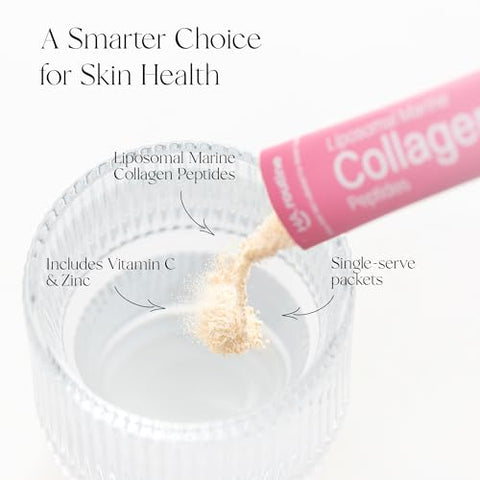 Haroutine Liposomal Marine Collagen Powder Packets 2100Mg Sugar-Free Flavored Powder 190Mg Vitamin C For Skin Hair And Nails Supports Joint Health 30 Packets Peach Pomegranate Flavor