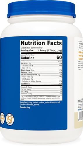 Nutricost Soy Protein Powder 2 Lb Vanilla 10 Grams Of Protein Per Serving Vegetarian Nongmo & Gluten