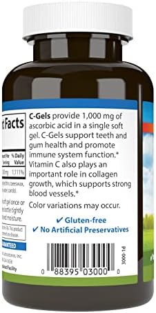 Carlson CGel 1000 mg Vitamin C Immune Support and Tissue Health Antioxidant 60 Soft gels