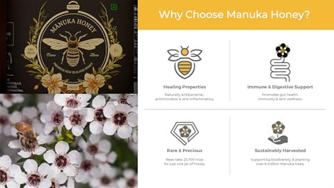 MELVO Manuka Honey MGO 263+ Manuka Honey (250g/8.8oz), Superfood, Authentic Raw Honey from New Zealand
