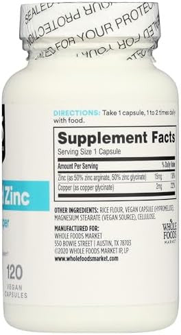 365 By Whole Foods Market, Zinc Chelated, 60 Capsules