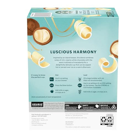 STARBUCKS White Chocolate Macadamia Ground Coffee K-Cup Pods 22 Count 7.9oz Box
