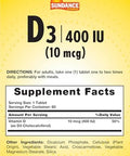 Sundance Vitamin D3 400 Iu (10 Mcg) 60 Vegetarian Tablets Essential Vitamin Supplement Vegetarian Nongmo And Gluten Formula